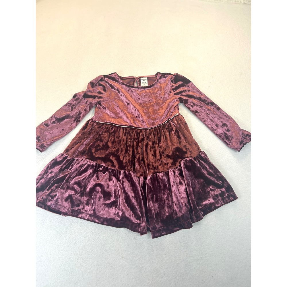 OshKosh B'gosh Tiered Dress Toddler 2T Purple Velvet Holiday